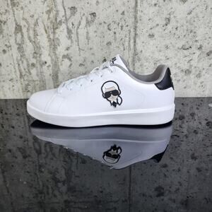 MSRP $159 Karl Lagerfeld Paris Men's Size 9 Karl Head White Black Sneakers Shoes